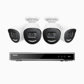 H800X - 4K 8 Channel 4 Cameras PoE Security System, 1/1.8'' BSI Sensor, f/1.6 Aperture (0.003 Lux), Siren & Strobe Alarm,Two-Way Audio, Human & Vehicle Detection, Perimeter Protection, Works with Alexa, All-Metal Housing